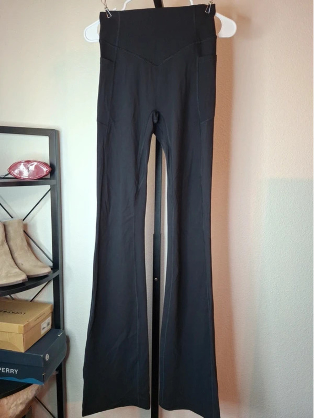 Halara high-waisted black flared yoga pants Nwot size S Ulta Tall